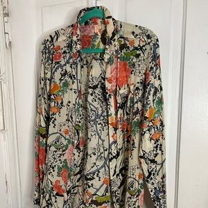 Orange Caramel floral Japanese inspired vintage look shirt